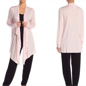 Barefoot Dreams Luxe Milk Jersey Calypso Drape Collar Wrap Cardigan - size S